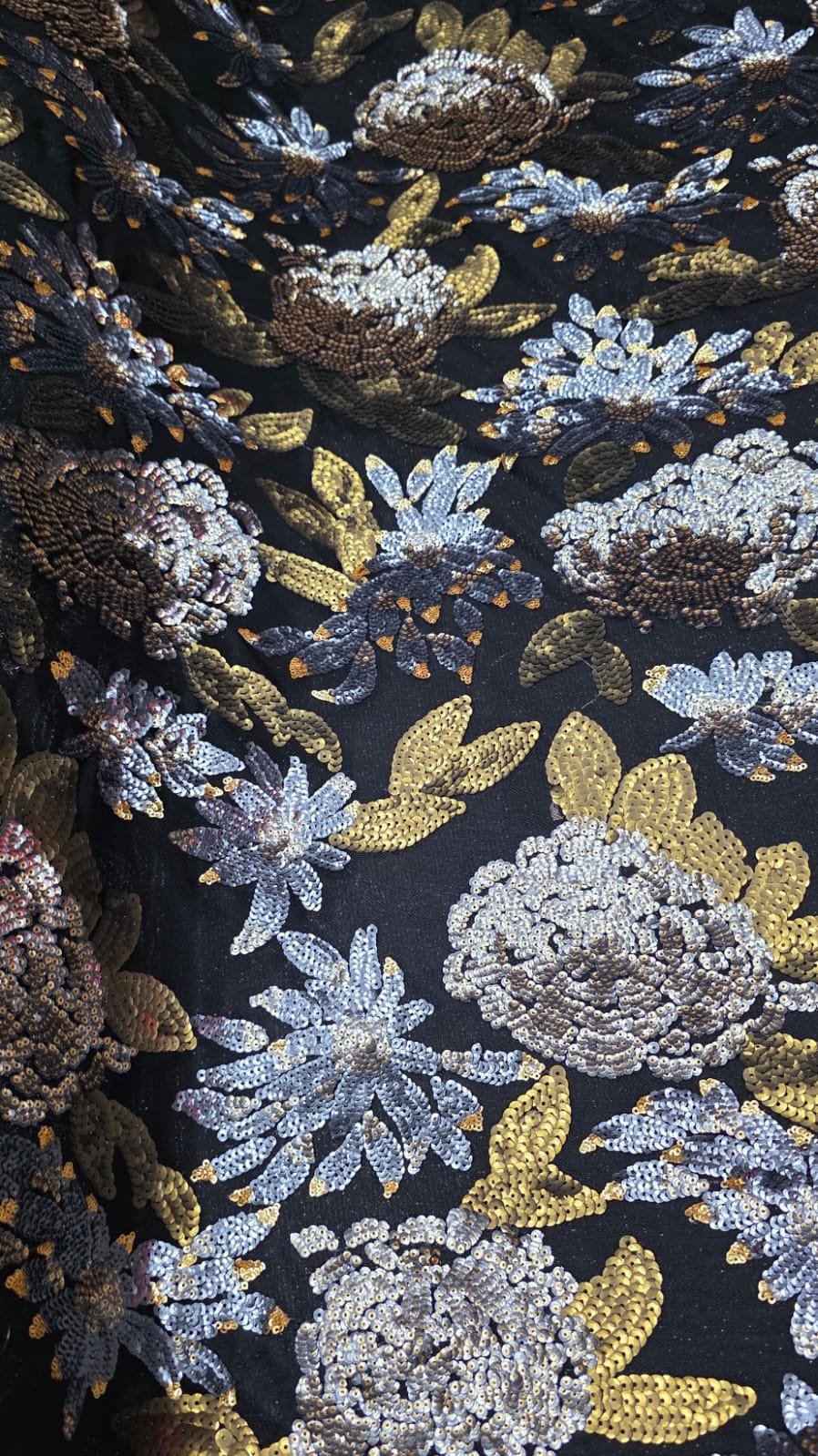 Paetê Bordado Premium Floral Cobre Multicolor