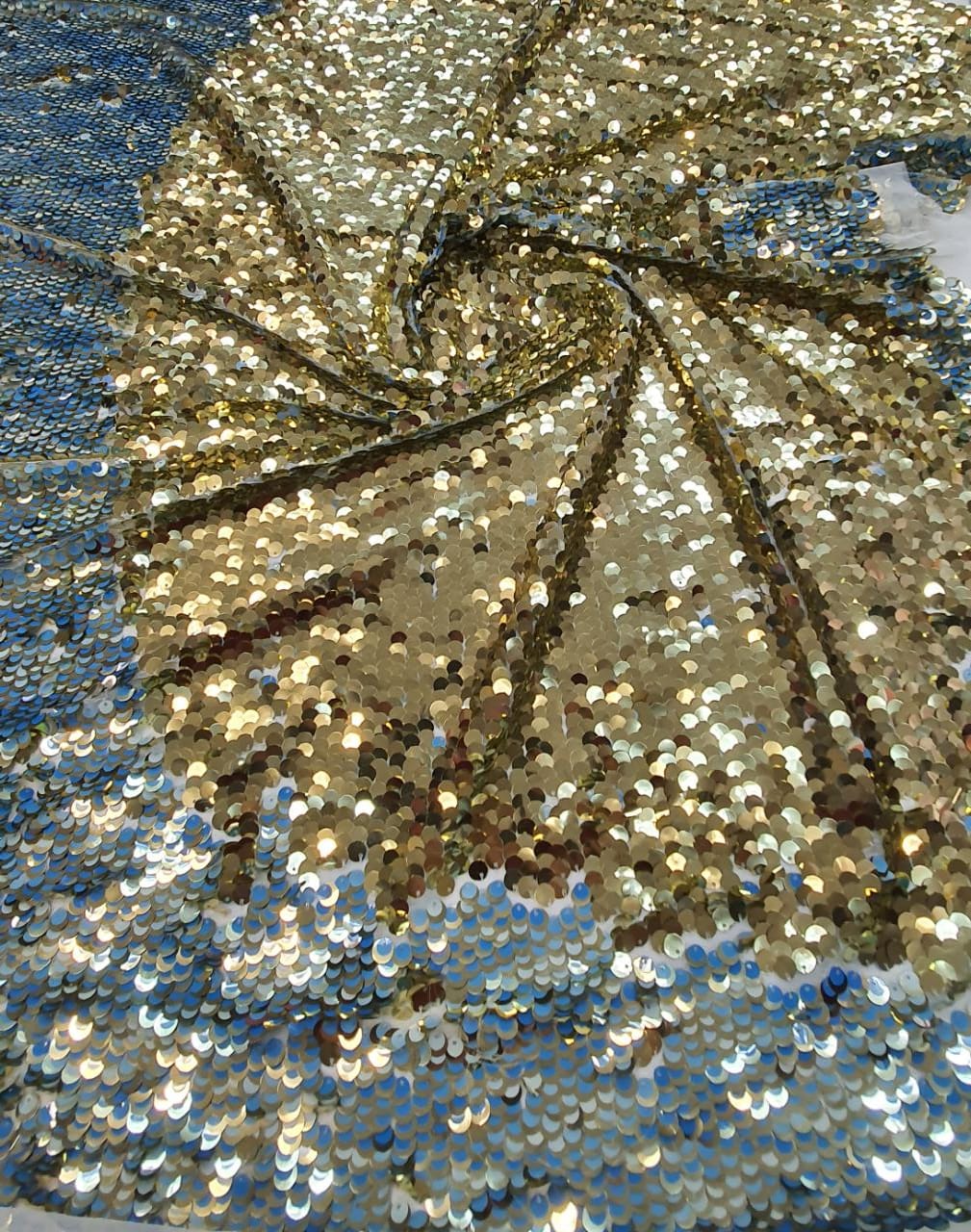 Reversible Sequin Fabric Blue - Gold