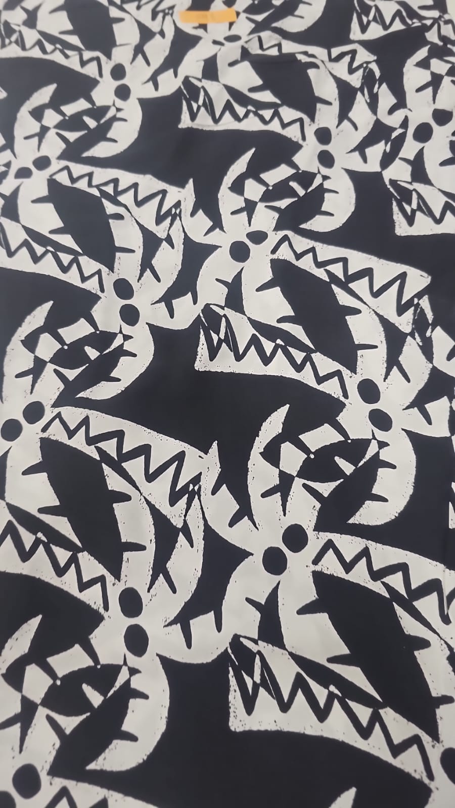 Viscose preto e branco coqueiros  - Largura 1,45 m x Comprimento 3,60 m 