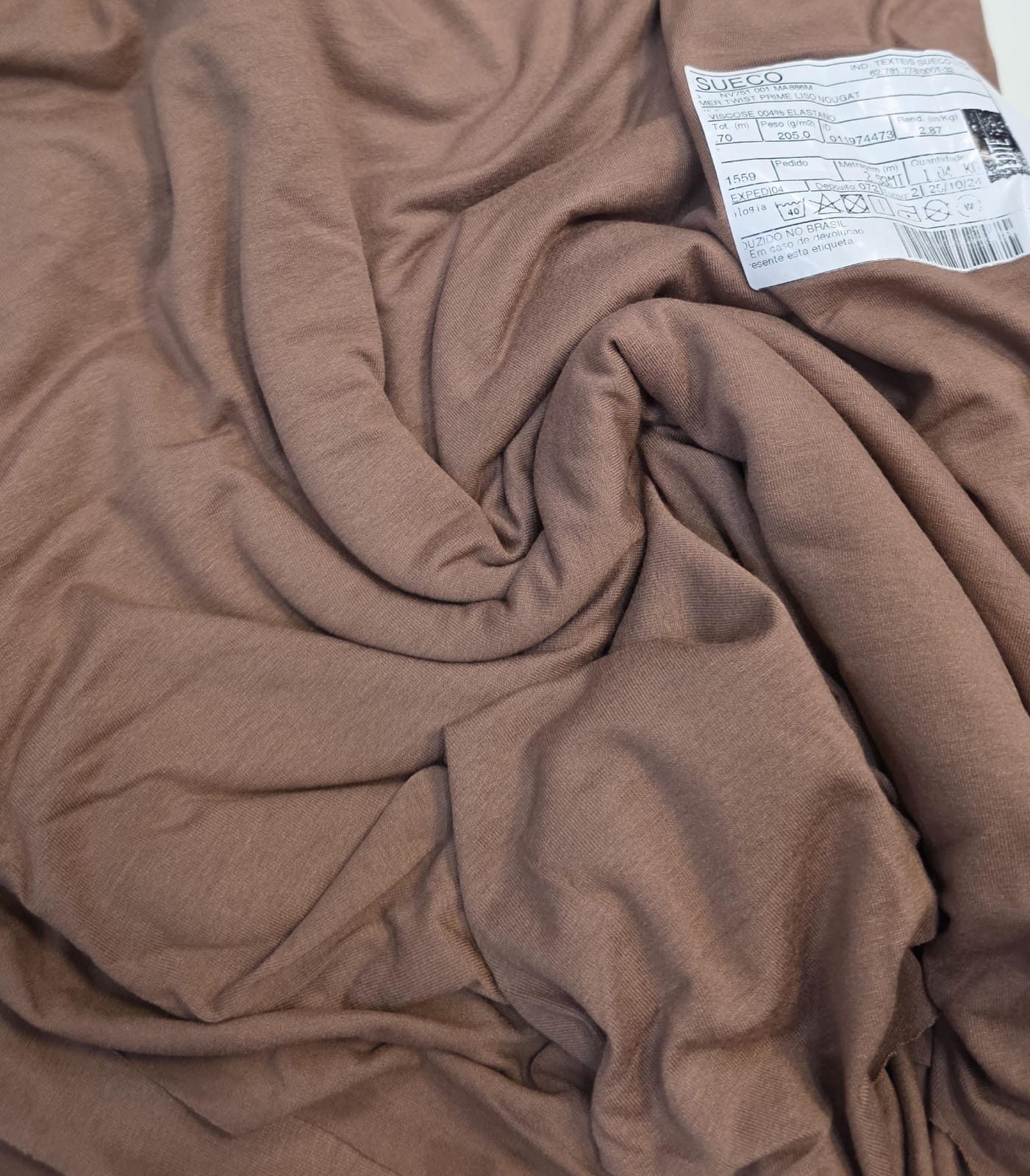 Malha visco lycra marrom claro sueco - Comprimento 2,90 m x Largura 1,50 m 