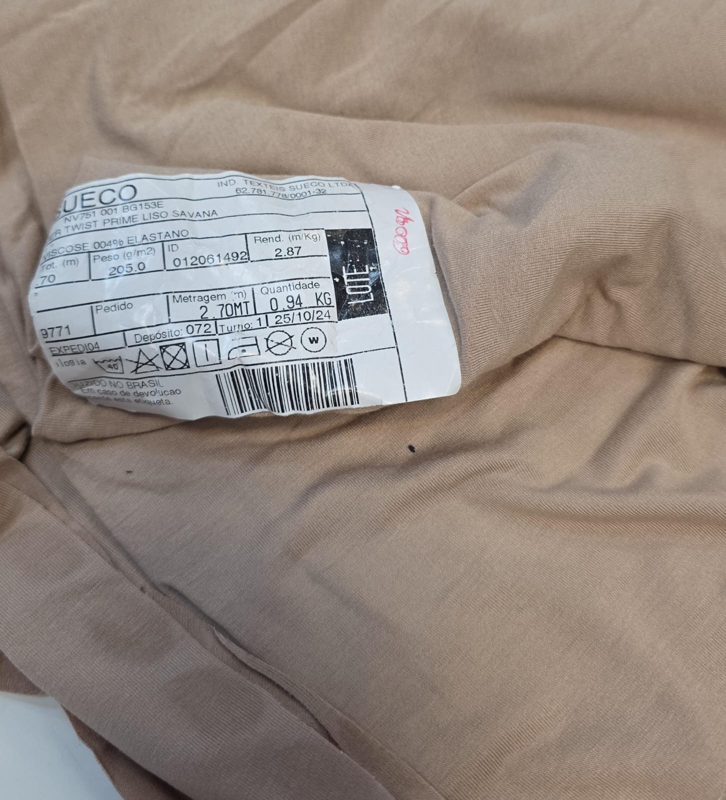 Malha visco lycra rose claro sueco - Comprimento 2,70 m x Largura 1,50 m  