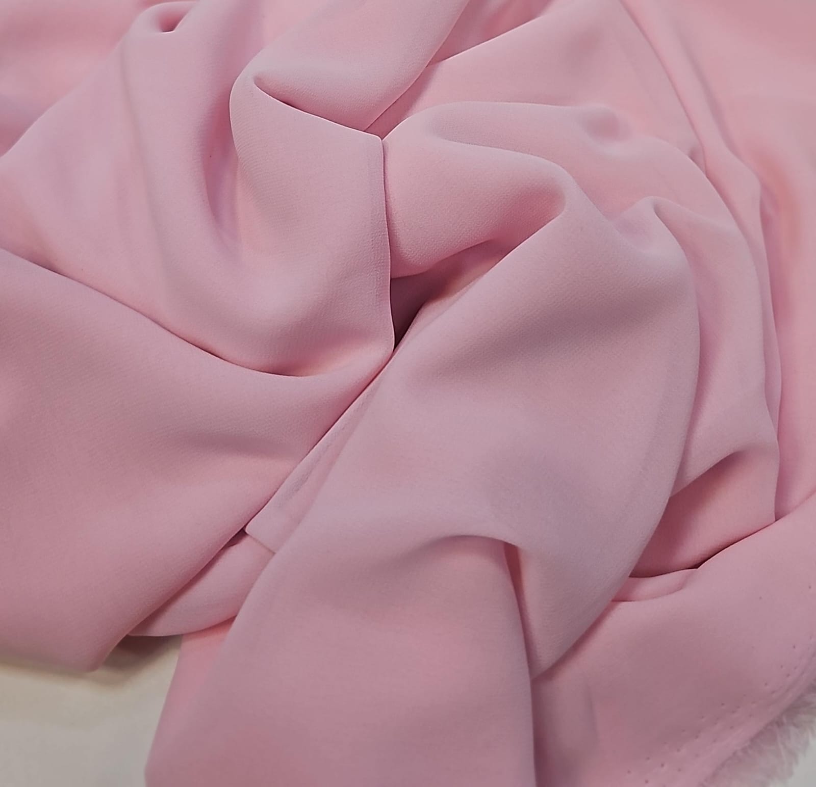 Mousseline toque de seda rosa bebe - Comprimento 2 m x Largura 1,50 m 