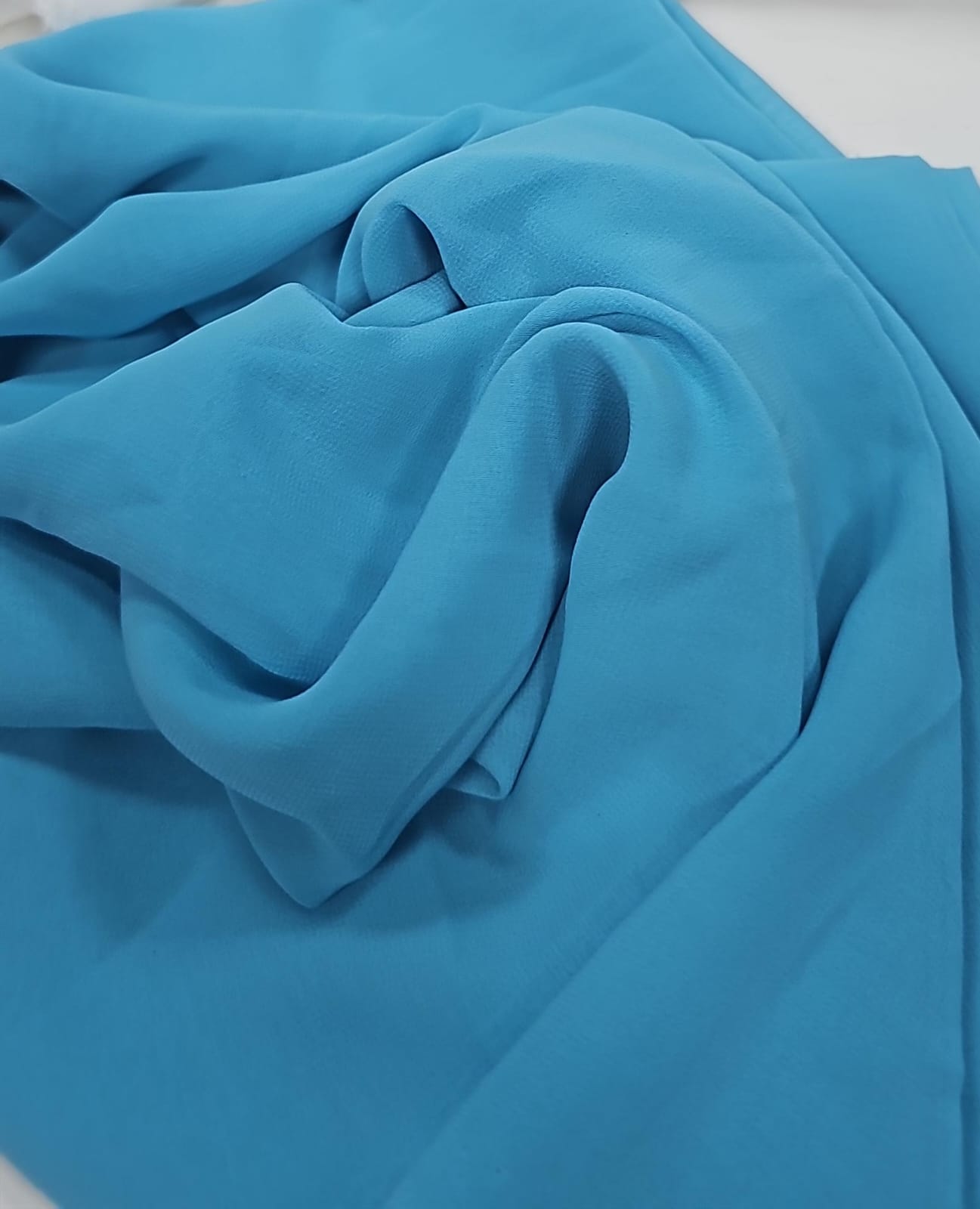 Mousseline toque de seda turquesa - Largura 1,40 m x Comprimento 0,90 cm