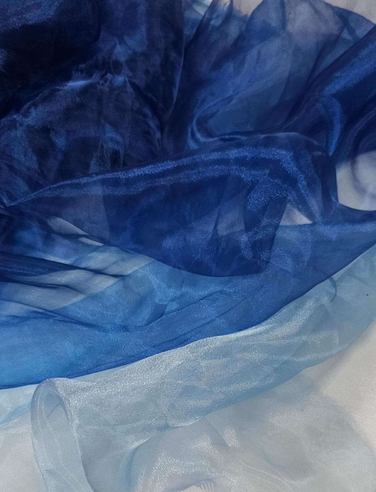 Organza Cristal degrade azul   - Largura 1,47 m x Comprimento 1,50 m 