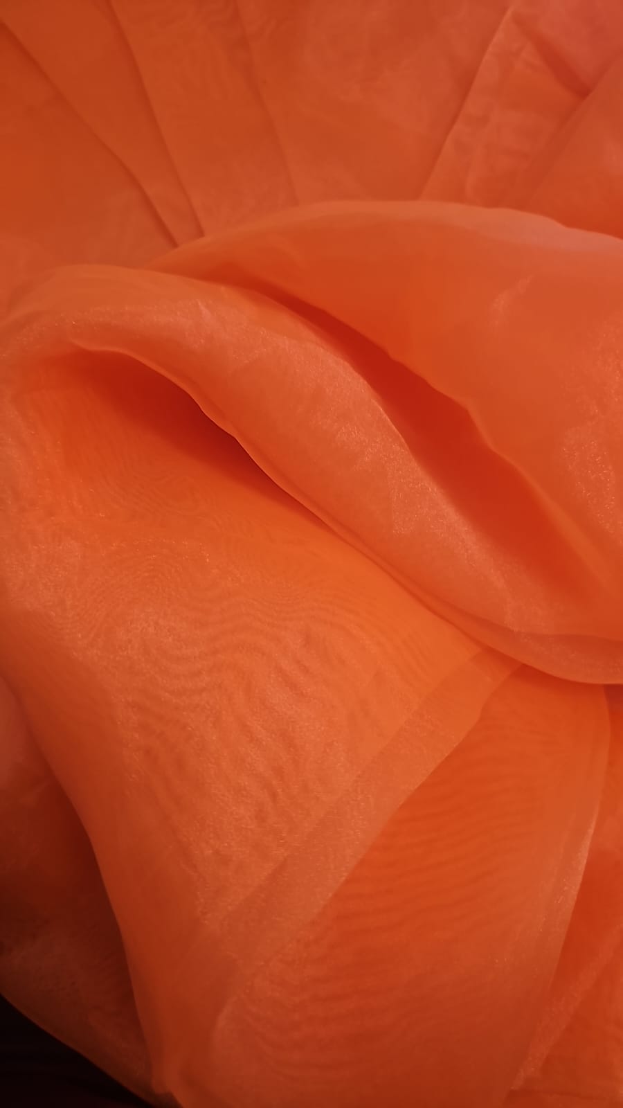 Organza Cristal Lisa Laranja Cítrico Amassado - COMPRIMENTRO 3 M X lARGURA 1,47 M