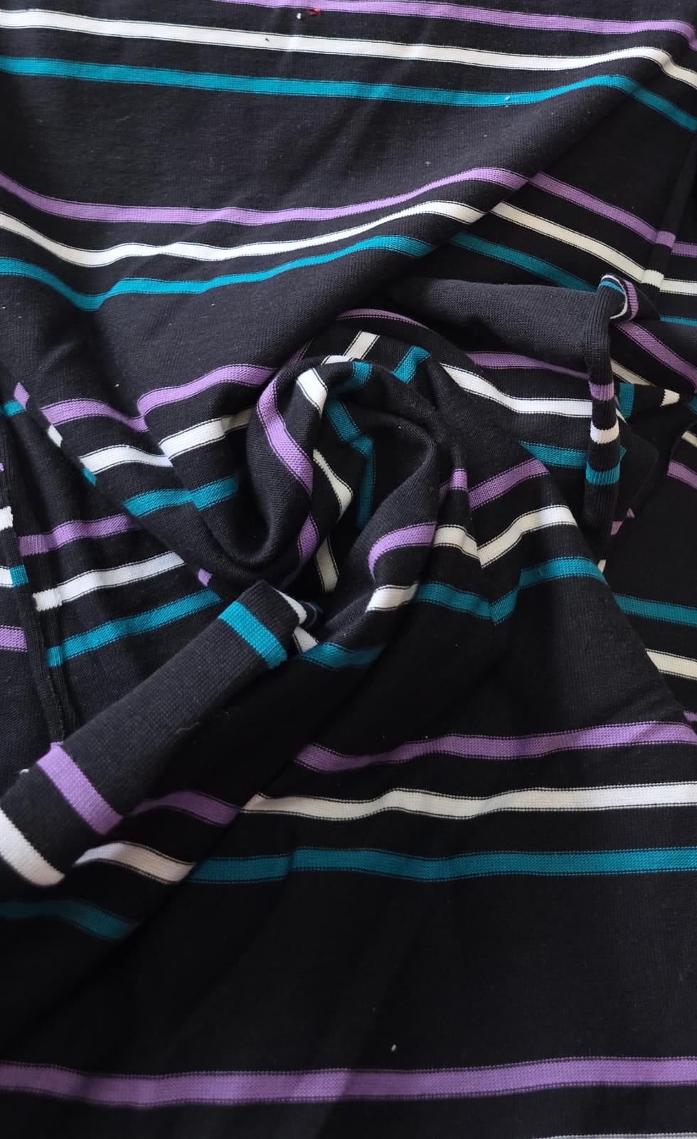 Retalho de malha de algodão listrado  - Comprimento 0.80 cm x ,Largura 0,40 cm 