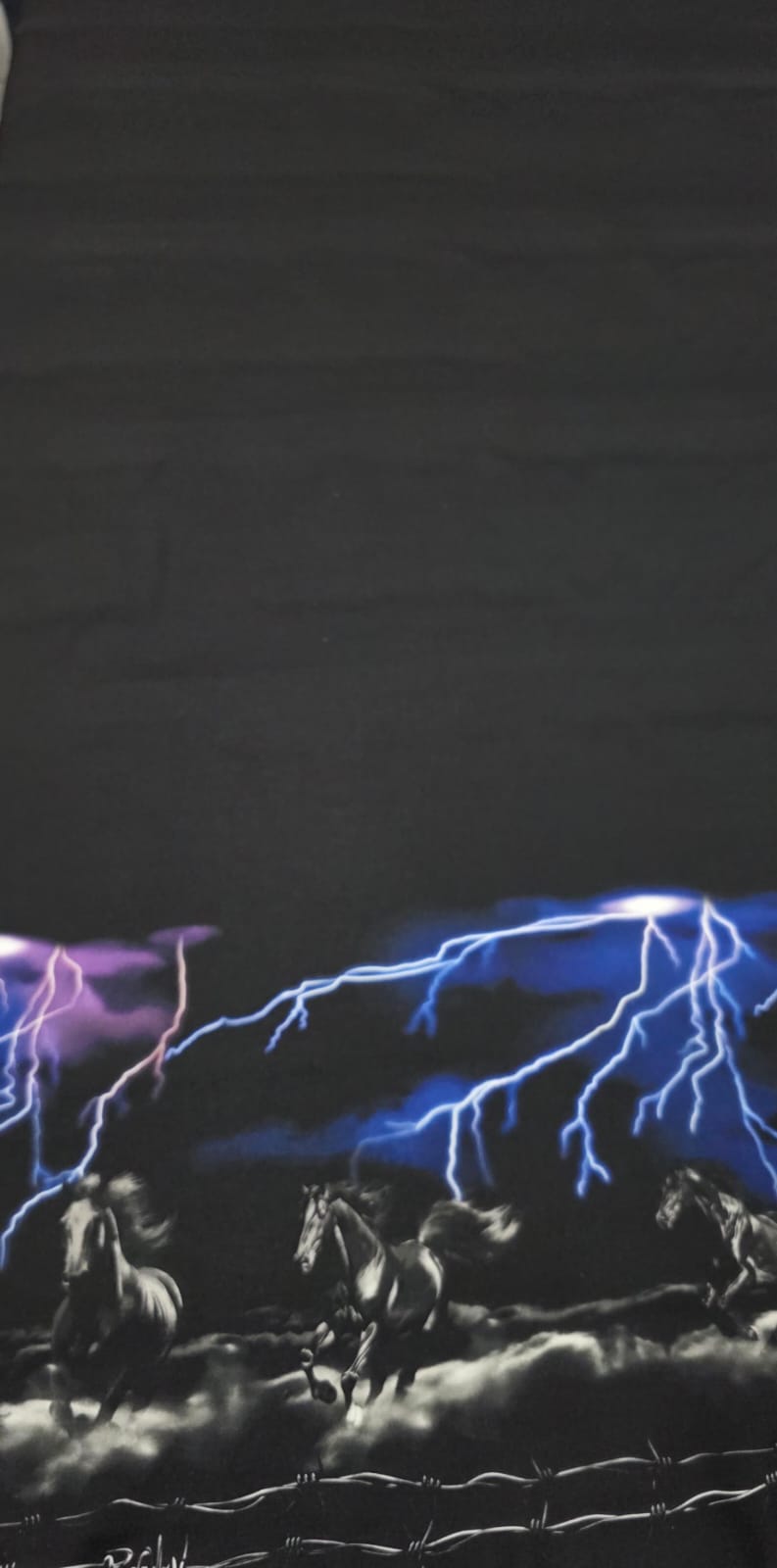 Sarja de algodão digital cavalos com raios - Comprimento 1,40 m x Largura 1,50 m