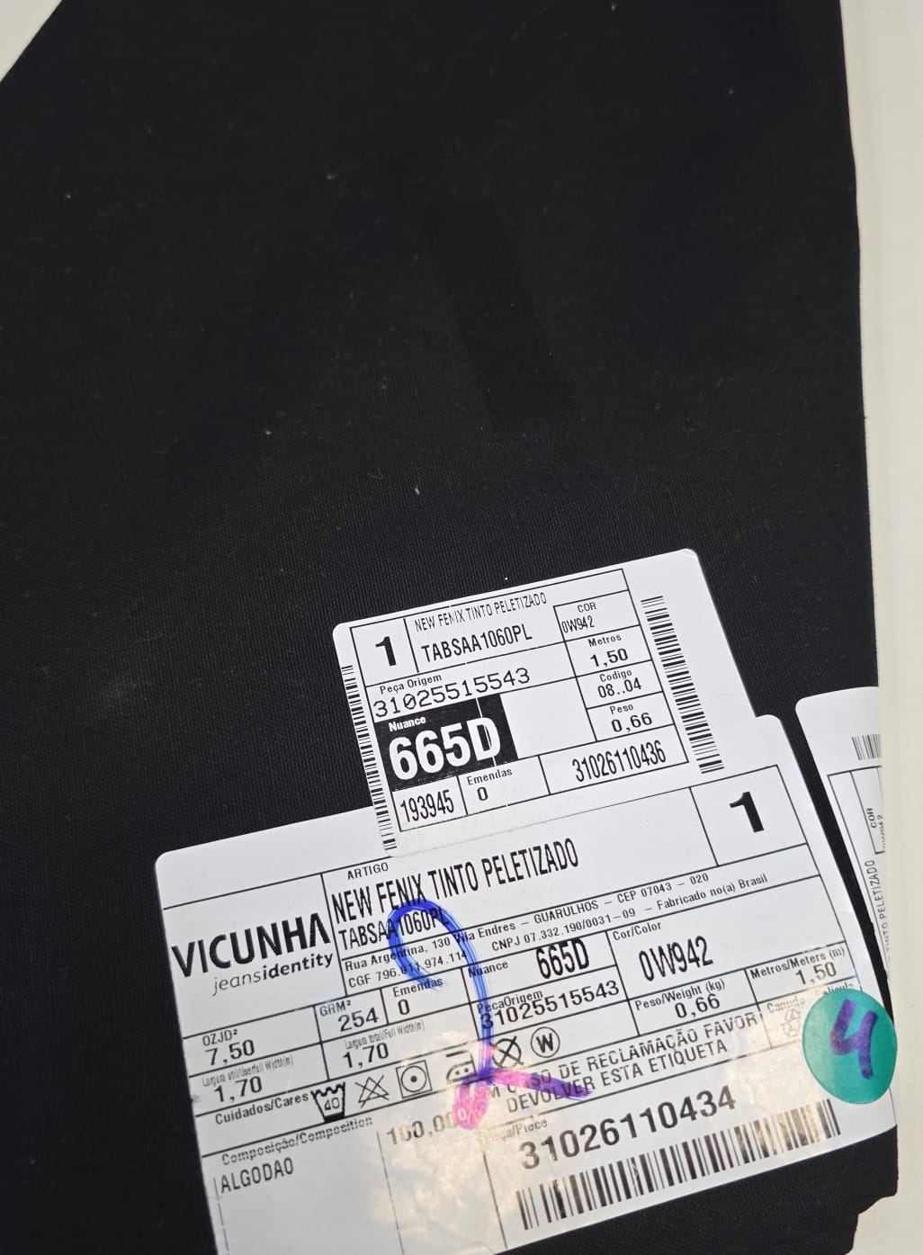 Sarja vicunha pesado pelerizado preto 100% algodão - Comprimento 1,50 m x Largura 170 m  