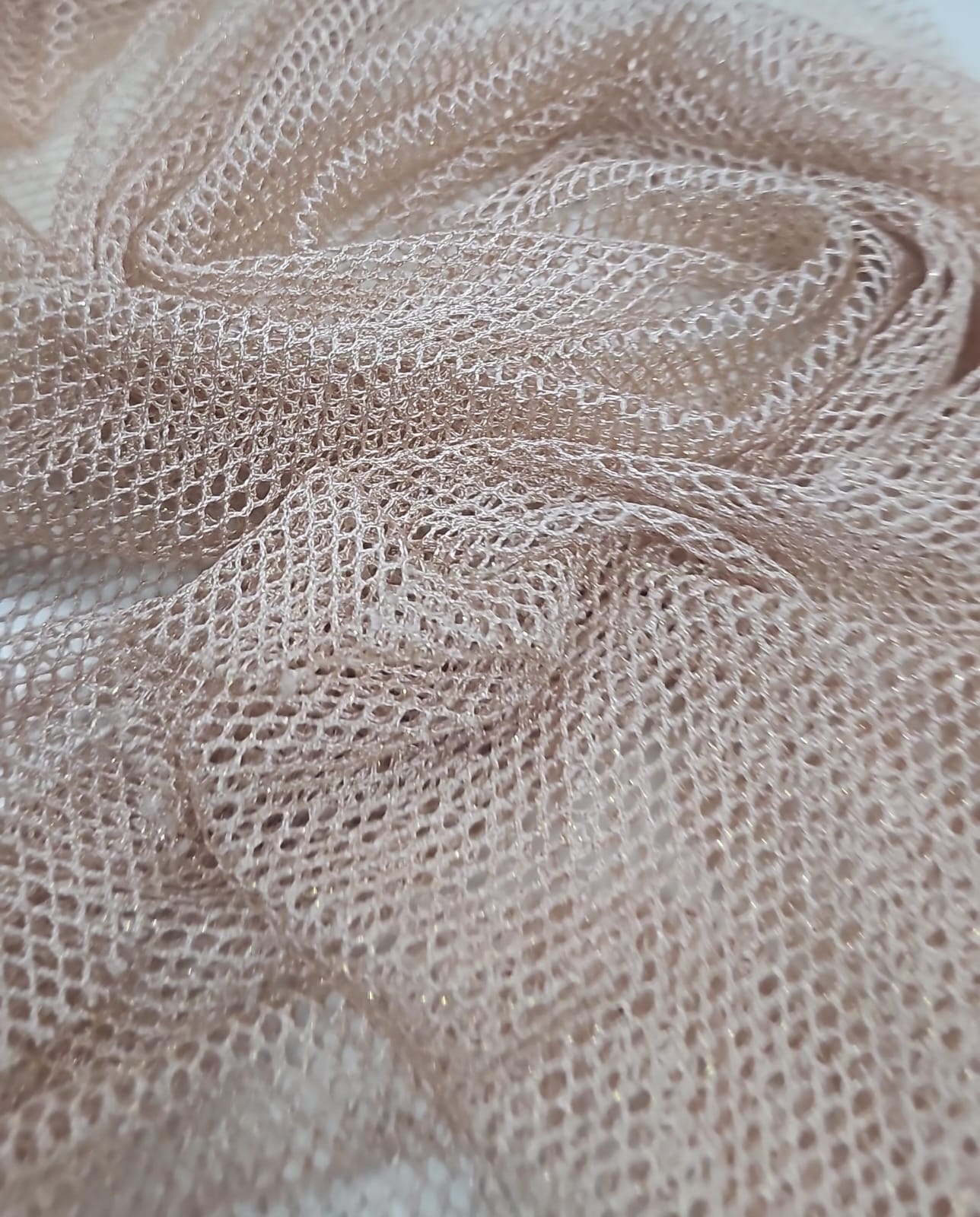 Tela Arrastão Fancy Com Lurex Rosê - Largura 1,45 m x Comprimento 0,60 cm