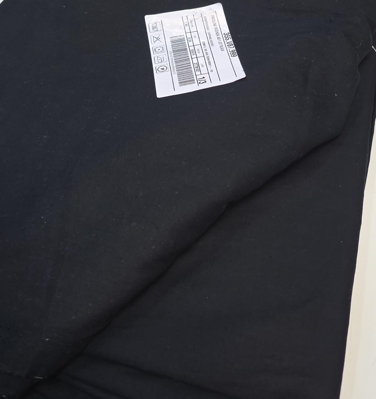 Tricoline premium vicenza 100% algodão preto - Comprimento 8 m x Largura 1,46 m