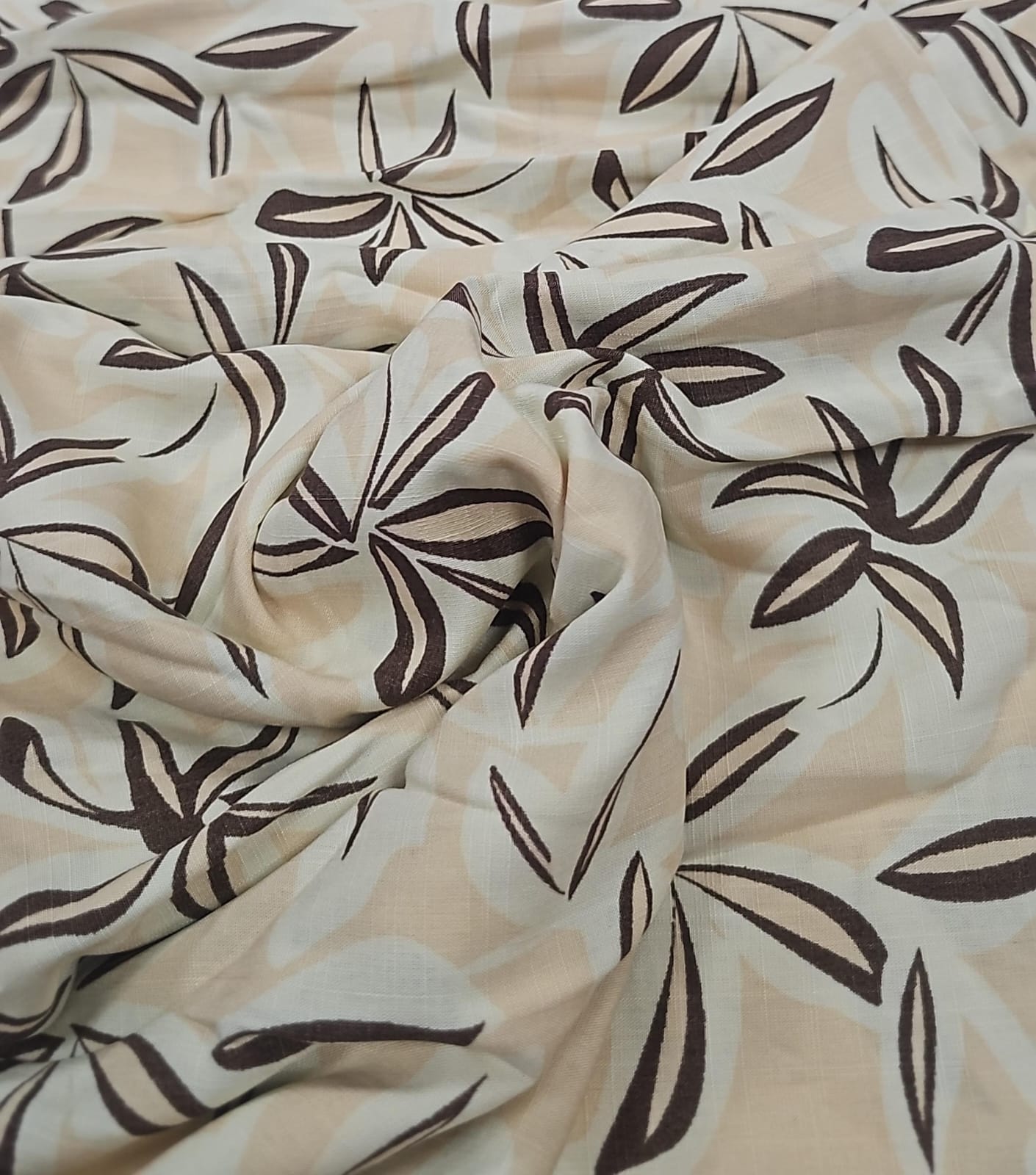 Viscolinho coqueiros fundo creme - Largura 1,45 m x Comprimento 1, 50 m 