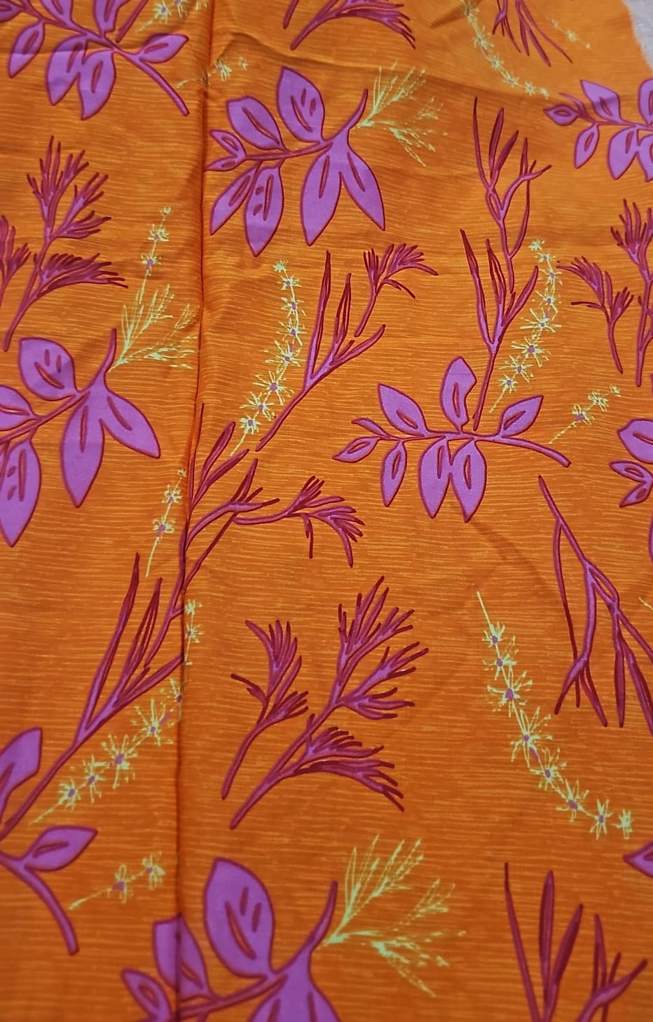 Viscose estampada laranja com pink  - Largura 1,45 m x Comprimento 3 m