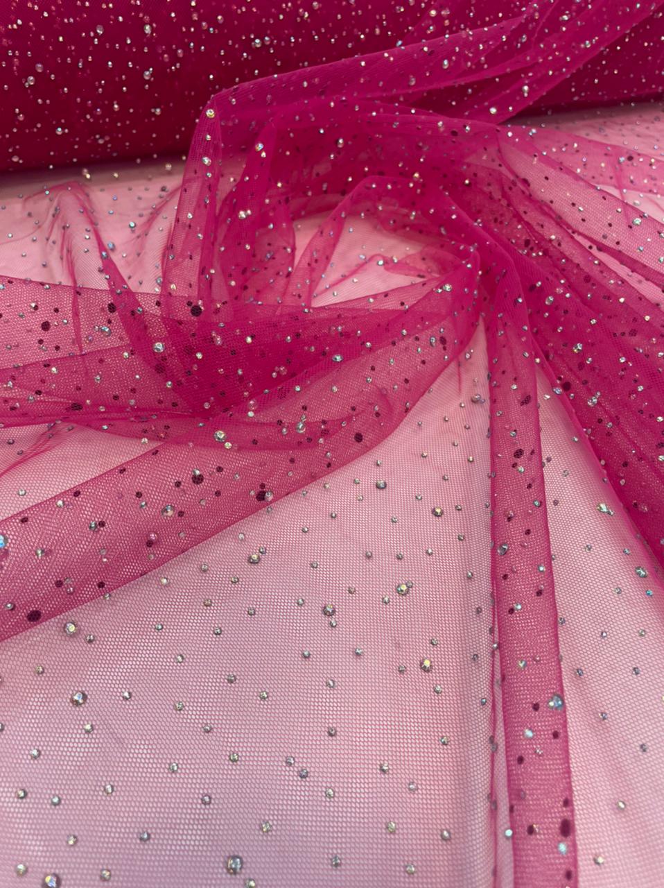 Tule Party Fundo Pink com Strass Boreal - SóTecidos - Todo site em 10x sem  Juros!!