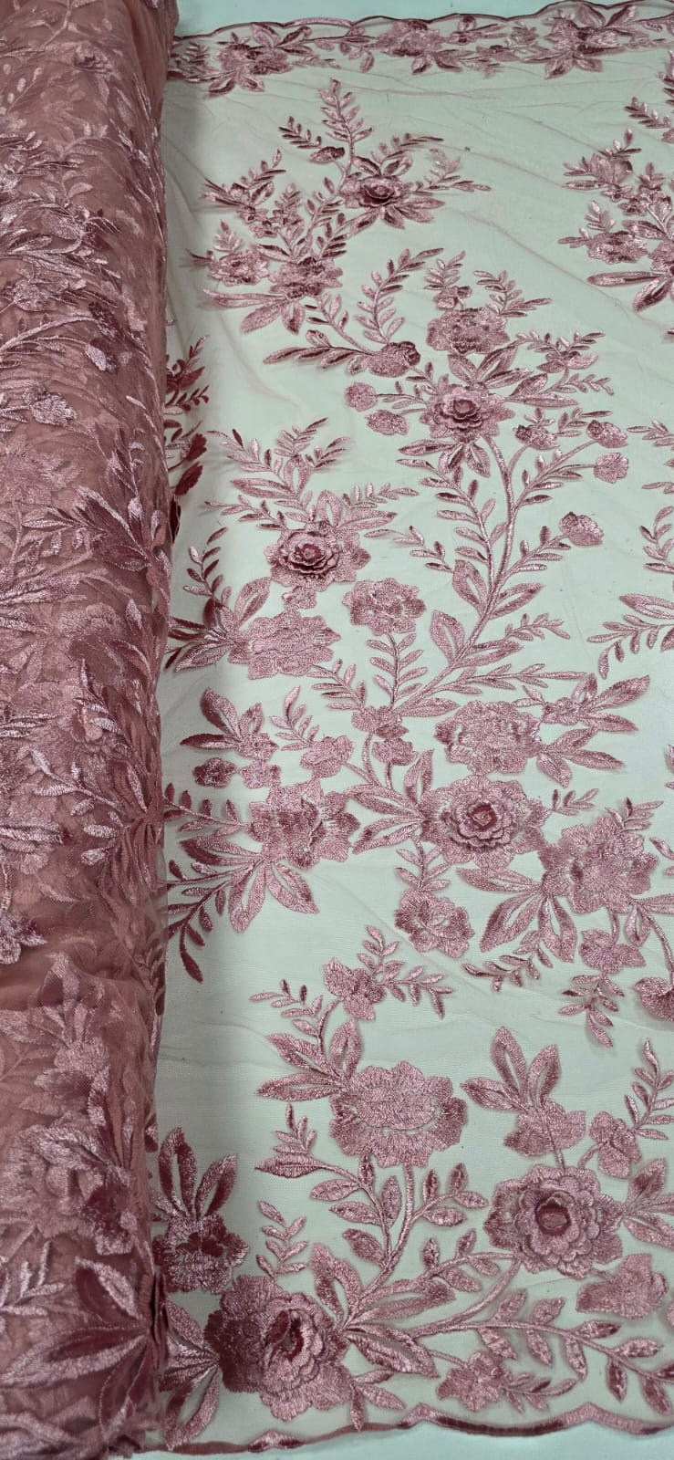 Renda Bordada London 3D Rosê Modelo 17