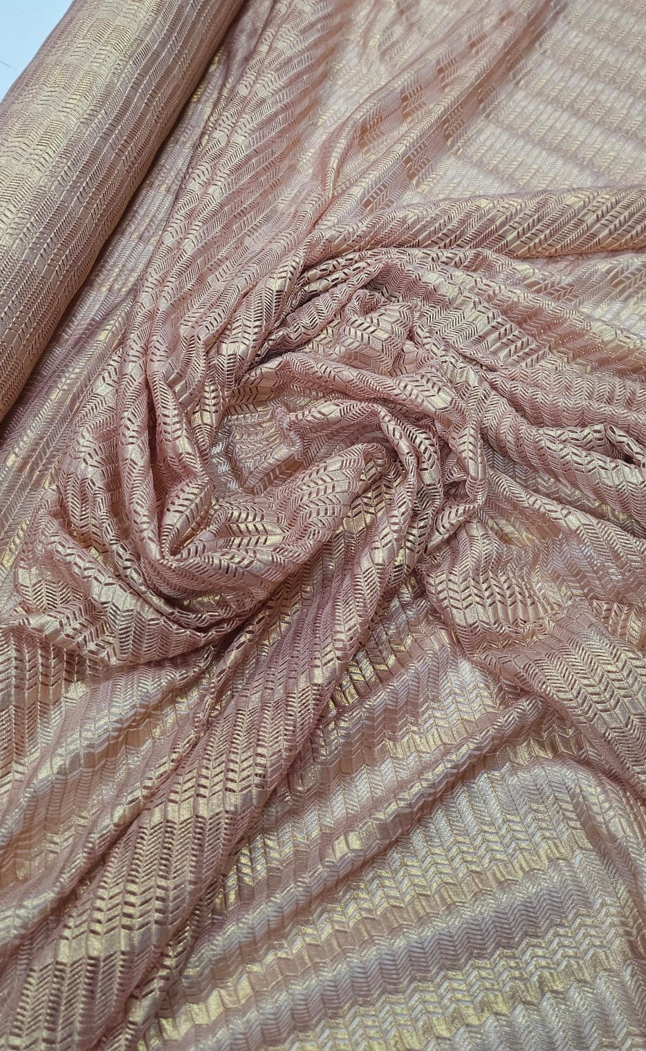 Renda Luminous  com Elastano Rosê com Foil