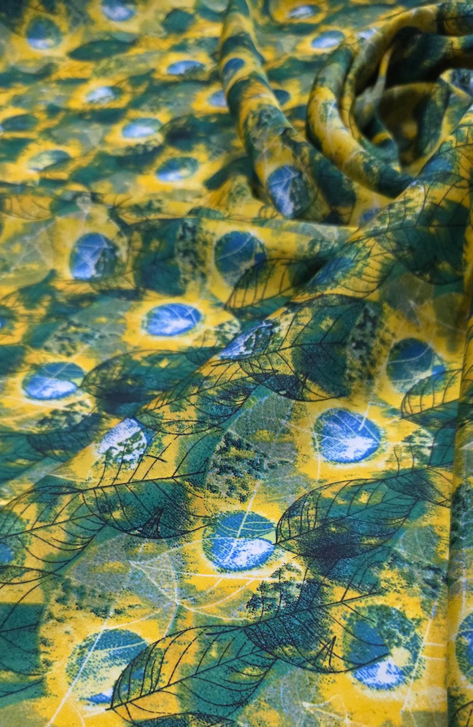 Seda Estampada Gloss Folhagens Brasil