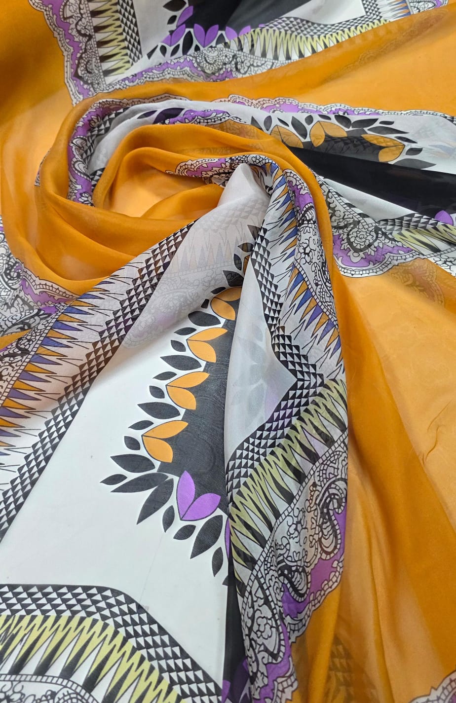 Chiffon de Seda Pura Estampado Lenços Desenho 13