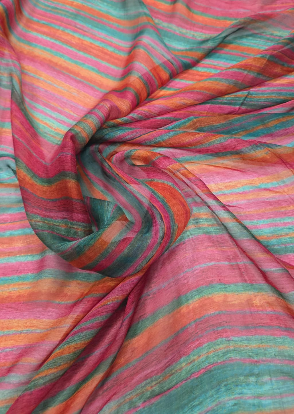 Seda pura em palha de seda listrada - Comprimento 2 m x Largura 1,40 m