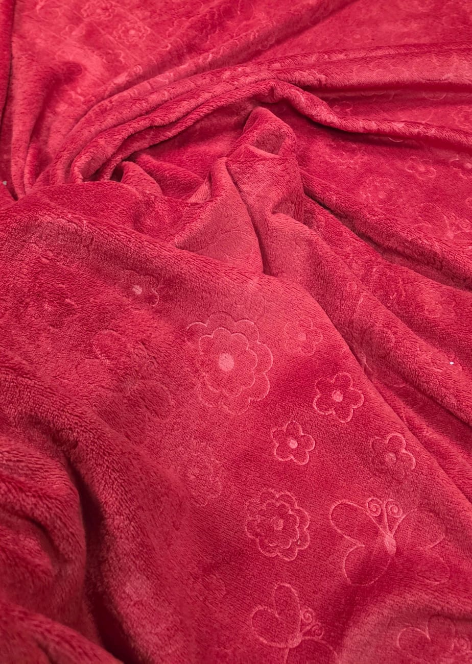 Ultra Soft Alto Relevo Flores e Borboletas Vermelhas