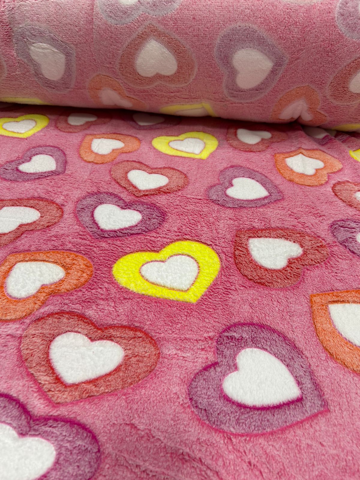 Ultra Soft Fleece 3D Estampada Corações Fundo Rosa