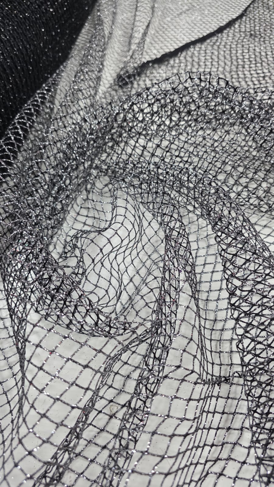 Tela Com Glitter Bali Preta com Prata