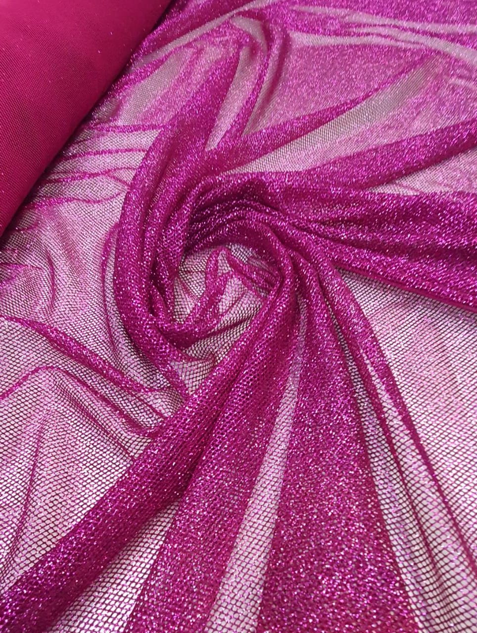 Tela Com Glitter Premium Pink