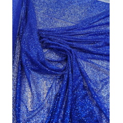 Tule com Glitter Azul Royal Pesado - Largura 1,40 m Comprimento 1,50 m 