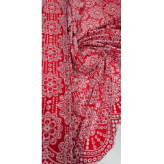 Layse Bordada Mandalas Vermelho e Branco - Largura 1,30 m x Comprimento 1,20 m 