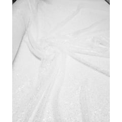 Tule com Glitter Branco Pesado - Largura 1,40 m x Comprimento 0,80 cm
