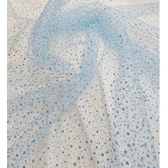 Tule Explosão com Glitter Azul Bebê - Largura 1,50 m x Comprimento 1 m