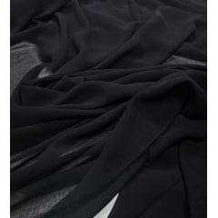 Mousseline toque de seda preto com leve manchado - Largura 1,47 m comprimento 5 m 