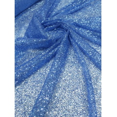 Tule com Glitter Azul Serenity Pesado SUJO - Largura 1,40 m x Comprimento 1 M 