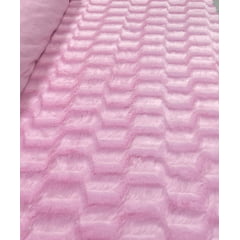 Pelúcia Premium Trabalhada Rosa Bebê - Largura 1,60 m x Comprimento 3 m 