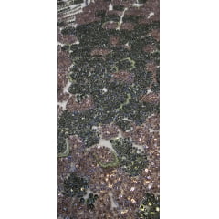 Tule Bordado com Pedrarias Premium Verde Oliva com Rosê Modelo HS1847 - Largura 1,35 m x Comprimento 0,70 cm