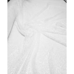 Tule com Glitter Branco Pesado SUJO - Largura 1,40 m x Comprimento 1m