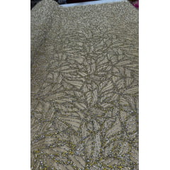 Tule com Glitter Diamond Dourado ST1036  - Largura 1,45 m x Comprimento 0,30 cm