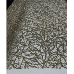 Tule com Glitter Diamond Dourado ST1036  - Largura 1,45 m x Comprimento 0,30 cm