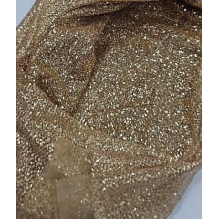 Tule com Glitter dourado ouro  Pesado 02 COM RASGO -Largura 1,40 m x Comprimento 0,90 cm