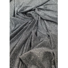 Lurex Premium Preto com Prata  - Largura 1,50 m x Comprimento 4 m 
