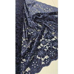 Renda Guipir Aveludada Azul Marinho Modelo 03 - largura 1,40 m x Comprimento 1,50 m