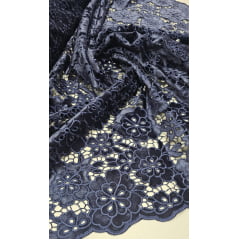 Renda Guipir Aveludada Azul Marinho Modelo 03 - largura 1,40 m x Comprimento 1,50 m