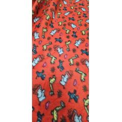 Soft Estampado Animais Fundo Vermelho - Largura 1,70 m x Comprimento 1,50 m 