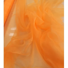 Organza Cristal de Poliamida Laranja Cítrico - Largura 1,47 m x Comprimento 1,40 m 