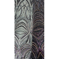 Tule Bordado Premium Elegance Paris Preto Furtacor Modelo 02425 - Largura 1,30 m x Comprimento 0,96