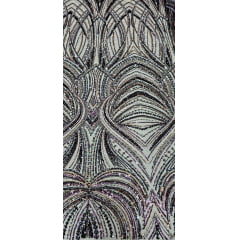 Tule Bordado Premium Elegance Paris Preto Furtacor Modelo 02425 - Largura 1,30 m x Comprimento 0,96