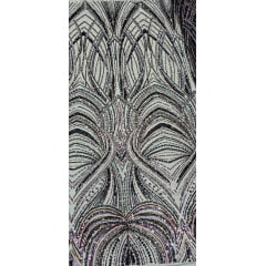Tule Bordado Premium Elegance Paris Preto Furtacor Modelo 02425 - Largura 1,30 m x Comprimento 0,96
