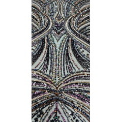 Tule Bordado Premium Elegance Paris Preto Furtacor Modelo 02425 - Largura 1,30 m x Comprimento 0,96