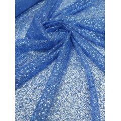 Tule com Glitter Azul Serenity Pesado - Largura 1,40 m x Comprimento 1,50 m 