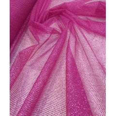 Tule com Glitter Pink Leve    - Largura 1,40 m x Comprimento 1 m 