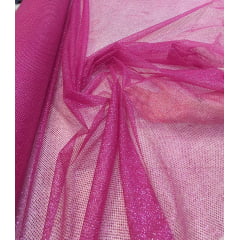 Tule com Glitter Pink Leve    - Largura 1,40 m x Comprimento 1 m 